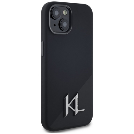 Karl Lagerfeld Silicone Shadow Metal Initial MagSafe - Etui do iPhone 15 (czarny) (KLHMP15SSCMKMPCK)