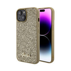 Guess Disco Metal Script - Etui iPhone 15 (złoty) (GUHCP15SPMSDGSD)