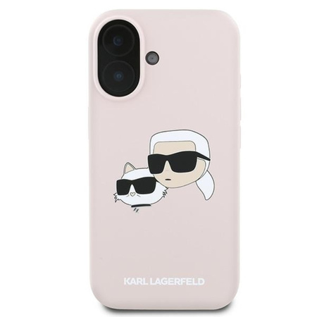 Karl Lagerfeld Silicone Double Heads Print MagSafe - Etui iPhone 16 Plus (różowy) (KLHMP16MSKCHPPLP)