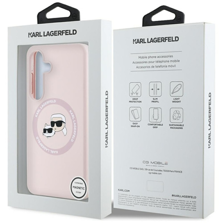 Karl Lagerfeld Silicone Double Heads And Circle MagSafe - Etui Samsung Galaxy S25+ (różowy) (KLHMS25MSKCHTCP)