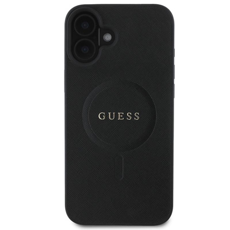 Guess Saffiano Classic Logo MagSafe - Etui iPhone 16 Plus (czarny) (GUHMP16MPSAHMCK)