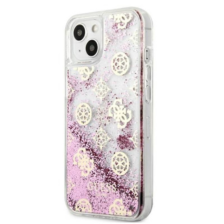 Guess Peony Liquid Glitter - Etui iPhone 13 mini (różowy) (GUHCP13SLGPEPI)