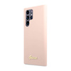 Guess Silicone Script Metal Logo - Etui Samsung Galaxy S23 Ultra (różowy) (GUHCS23LLSLMGPP)