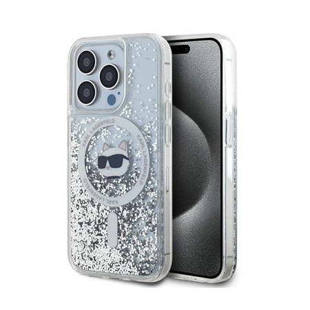 Karl Lagerfeld Liquid Glitter Choupette Head MagSafe - Etui iPhone 13 Pro (przezroczysty) (KLHMP13LLGCHSGH)