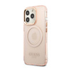 Guess Gold Outline Translucent MagSafe - Etui iPhone 13 Pro (różowy) (GUHMP13LHTCMP)
