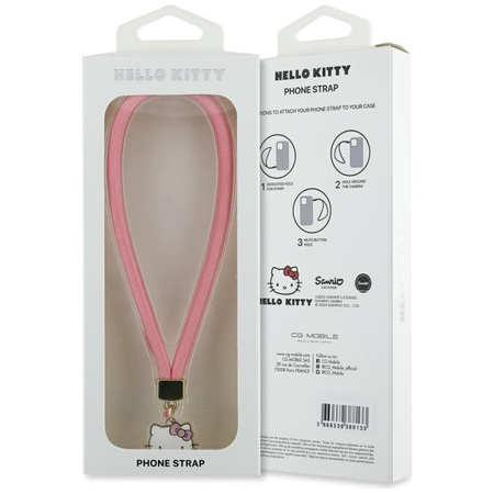 Hello Kitty Nylon Cord Kitty Head - Zawieszka do telefonu (różowy) (HKSTNYCP)