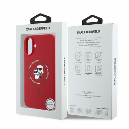 Karl Lagerfeld Silicone Karl & Choupette Ring MagSafe - Etui iPhone 16 (czerwony) (KLHMP16SSCMKCRHR)