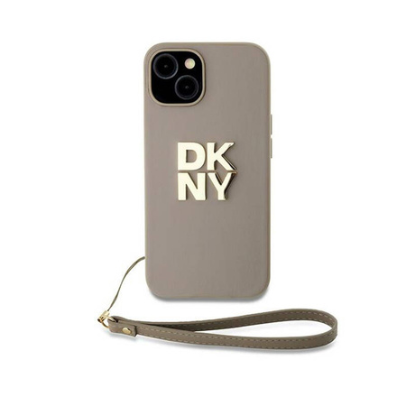 DKNY Wrist Strap Stock Logo - Etui iPhone 15 / 14 / 13 (beżowy) (DKHCP15SPBSWSE)