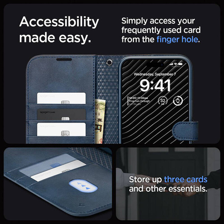 Spigen Wallet S Pro - Etui do iPhone 15 Pro (Navy) (ACS06741)