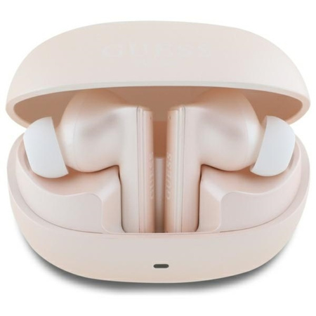 Guess Capsule Printed Logo - Słuchawki Bluetooth TWS ANC & ENC + etui ładujące (różowy) (GUTWST88MCTGP)