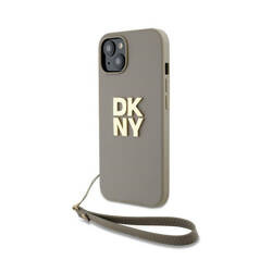 DKNY Wrist Strap Stock Logo - Etui iPhone 15 Plus (beżowy) (DKHCP15MPBSWSE)