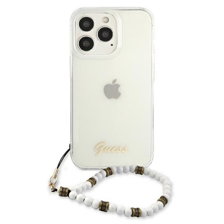 Guess White Pearl Strap - Etui iPhone 13 Pro (przezroczysty) (GUHCP13LKPSWH)