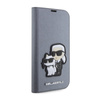 Karl Lagerfeld Booktype NFT Saffiano Karl & Choupette - Etui iPhone 14 Pro Max (Srebrny) (KLBKP14XSANKCPG)