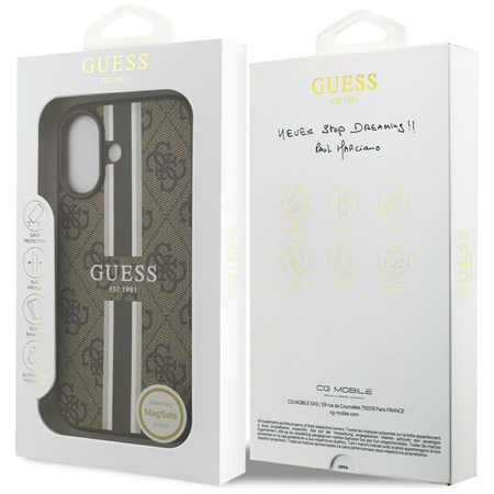 Guess 4G Printed Stripes MagSafe - Etui iPhone 17 (brązowy) (GUHMP17SP4RPSW)