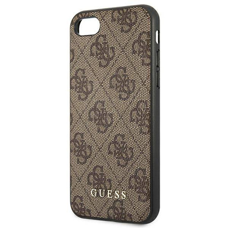 Guess 4G Metal Gold Logo – Etui iPhone SE 2022 / SE 2020 / 8 / 7 (brązowy) (GUHCI8G4GFBR)