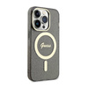 Guess Glitter Gold MagSafe - Etui iPhone 14 Pro (Czarny) (GUHMP14LHCMCGK)