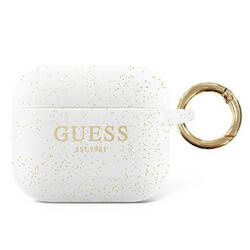 Guess Silicone Glitter Case Est – Etui Airpods Pro (biały) (GUAPSGGEH)