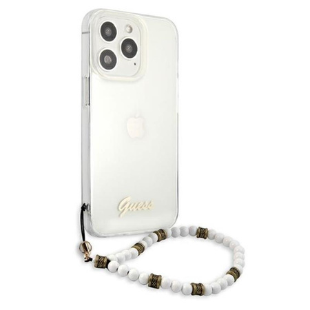 Guess White Pearl Strap - Etui iPhone 13 Pro (przezroczysty) (GUHCP13LKPSWH)