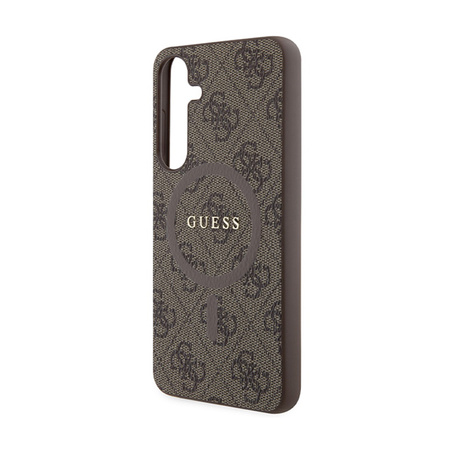 Guess 4G Collection Leather Metal Logo MagSafe - Etui Samsung Galaxy S24+ (brązowy) (GUHMS24MG4GFRW)