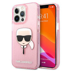 Karl Lagerfeld Karl’s Head Glitter - Etui iPhone 13 Pro Max (różowy) (KLHCP13XKHTUGLP)