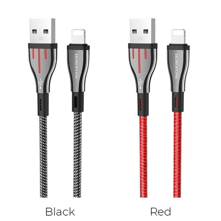 Borofone Highway - kabel połączeniowy USB do Lightning 1.2 m (czarny/czerwony) (BFO-BU23-L-BR)