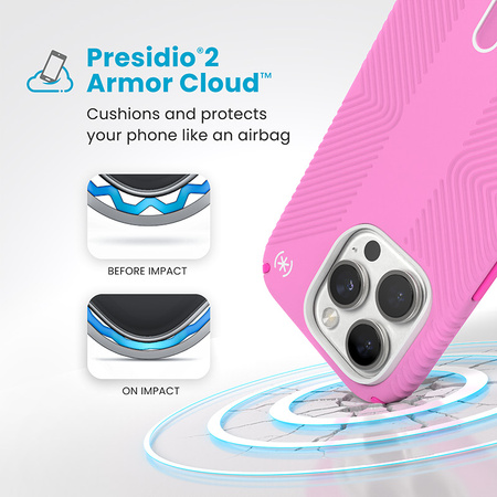 Speck Presidio2 Grip ClickLock & MagSafe - Etui iPhone 16 Pro (True Pink / Shocking Pink / White) (150701-3249)