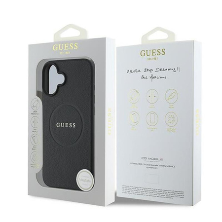 Guess Grained Ring MagSafe - Etui iPhone 16 Plus (czarny) (GUHMP16MPGHSMMK)