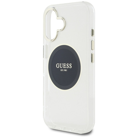 Guess IML Metal Colored Circle Classic Logo MagSafe - Etui do iPhone 16 (czarny) (GUHMP16SHTDRCEDK)