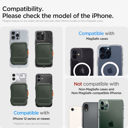 Spigen Lock Fit MagSafe - Portfel magnetyczny (Military Green) (AFA08528)