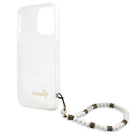 Guess White Pearl Strap - Etui iPhone 13 Pro (przezroczysty) (GUHCP13LKPSWH)