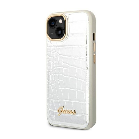 Guess Croco Collection – Etui iPhone 14 Plus (srebrny) (GUHCP14MHGCRHS)