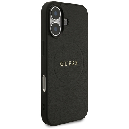 Guess Grained Ring MagSafe - Etui iPhone 17 (czarny) (GUHMP17SPGHSMMK)