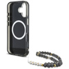 Guess Palm Trees Triangle Pearl Strap MagSafe - Etui do iPhone 16 (czarny) (GUHMP16SHPCTPLSK)