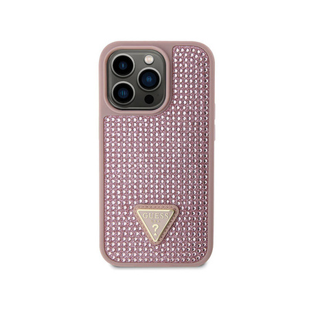 Guess Rhinestone Triangle - Etui iPhone 14 Pro (różowy) (GUHCP14LHDGTPP)