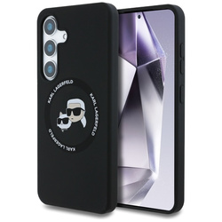 Karl Lagerfeld Silicone Double Heads And Circle MagSafe - Etui Samsung Galaxy S25 (czarny) (KLHMS25SSKCHTCK)