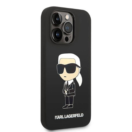Karl Lagerfeld Silicone NFT Ikonik MagSafe - Etui iPhone 14 Pro (czarny) (KLHMP14LSNIKBCK)