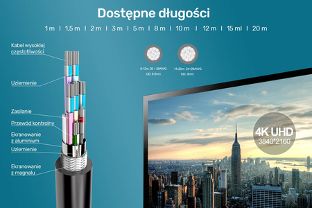 Unitek Kabel Przewód HDMI 2.0 4K 60Hz 1m Czarny (Y-C136M)