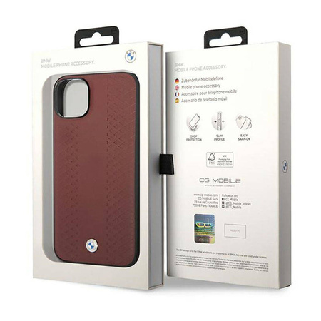 BMW Leather Diamond Pattern - Etui iPhone 14 (burgundowy) (BMHCP14S22RFGR)
