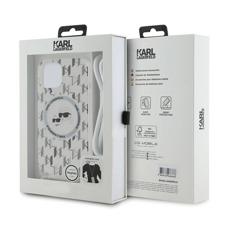 Karl Lagerfeld IML Crossbody Monogram Karl & Choupette Head MagSafe - Etui iPhone 15 / 14 / 13 (przezroczysty) (KLHMP15SHCKCKLCT)