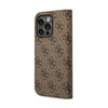 Guess 4G Metal Camera Outline Booktype Case - Etui iPhone 14 Pro Max (brązowy) (GUBKP14XHG4SHW)