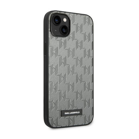 Karl Lagerfeld Saffiano Mono Metal Logo - Etui iPhone 14 Plus (szary) (KLHCP14MSAKLHPG)