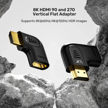 Unitek Adapter kątowy płaski 8K HDMI 90 i 270 stopni (A1047ABK03)