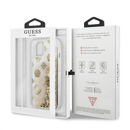 Guess Peony Liquid Glitter - Etui iPhone 13 mini (złoty) (GUHCP13SLGPEGO)