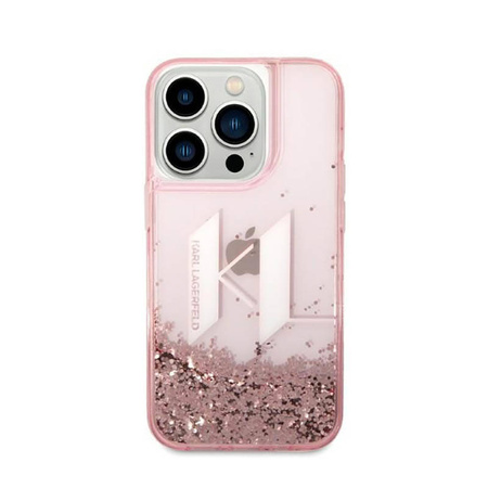 Karl Lagerfeld Liquid Glitter Big Logo Case - Etui iPhone 14 Pro (różowy) (KLHCP14LLBKLCP)