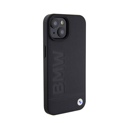 BMW Leather Hot Stamp MagSafe - Etui iPhone 15 (Czarny) (BMHMP15SSLLBK)