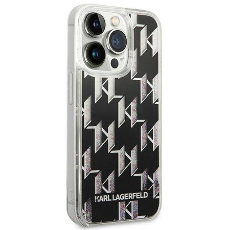 Karl Lagerfeld Monogram Liquid Glitter - Etui iPhone 14 Pro Max (czarny) (KLHCP14XLMNMK)
