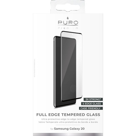 PURO Premium Full Edge Tempered Glass Case Friendly - Szkło ochronne hartowane na ekran Samsung Galaxy S20 (czarna ramka) (SDGFSGALAXYS11LBLK)