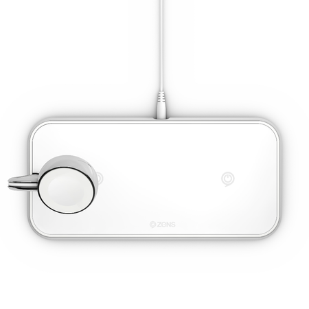 ZENS Dual+Watch - aluminiowa ładowarka bezprzewodowa do dwóch urządzeń oraz Apple Watch (white) (ZEDC05W/00)