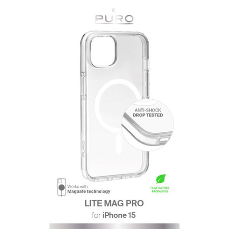 PURO LITEMAG PRO - Etui iPhone 15 MagSafe (przezroczysty) (PUIPC1561LITEMPWHI)