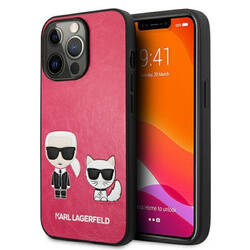Karl Lagerfeld PU Leather Karl & Choupette Embossed - Etui iPhone 13 Pro (fuksja) (KLHCP13LPCUSKCP)